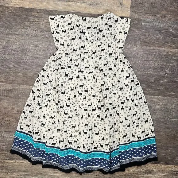 Anna Sui Strapless 100% silk dress with llama print size 6 B140 - Picture 2 of 6